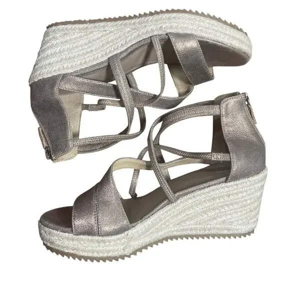Eileen Fisher Metallic Leather Wanda Espadrille Wedge Sandal Women's Size 7 - Picture 7 of 7